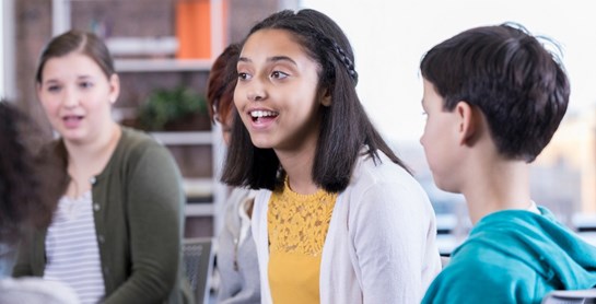 Group of young people talking.