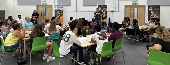 Young person delivering a speech at the DofE celebration awards