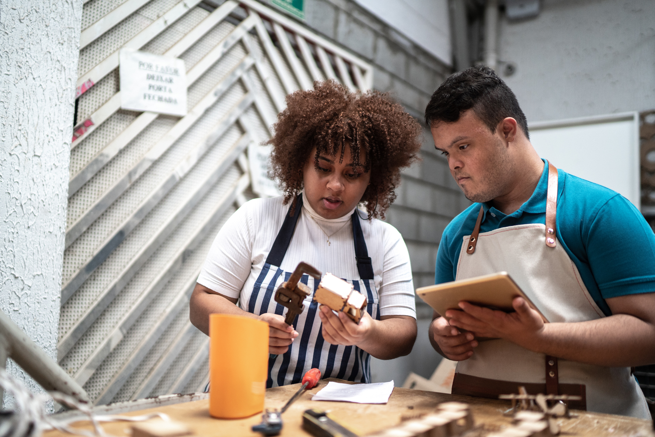 Young person with additional needs completing work experience