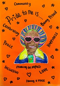 Poster created by a young person with thoughts about what Pride means to them.