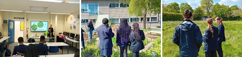 Young people learning about careers linked to wildlife and surveying their school grounds to create a 'wilder wish list'.